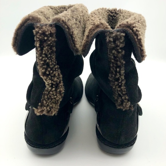 Stuart Weitzman Black Suede Sherpa Ankle Boots - Picture 6 of 13